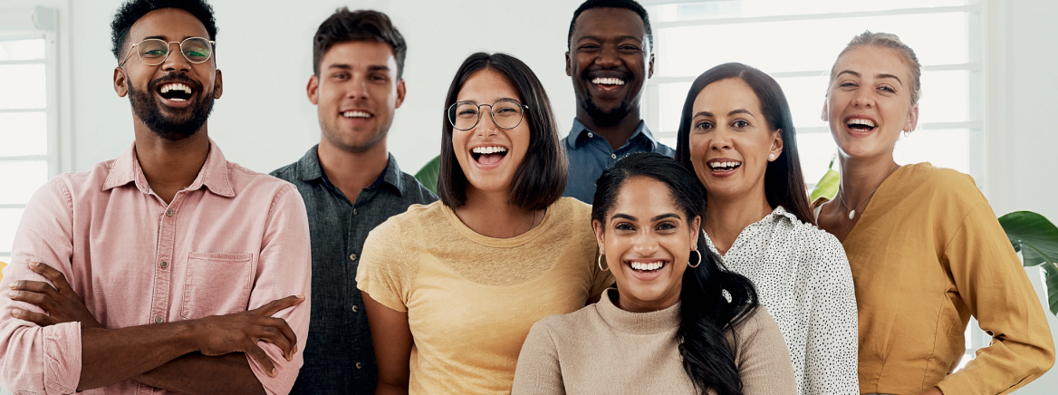 Photo of excited young adults