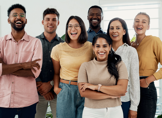 Photo of excited young adults